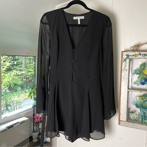 BCBGenerstion Sheer button up romper with tie closure in back, size S